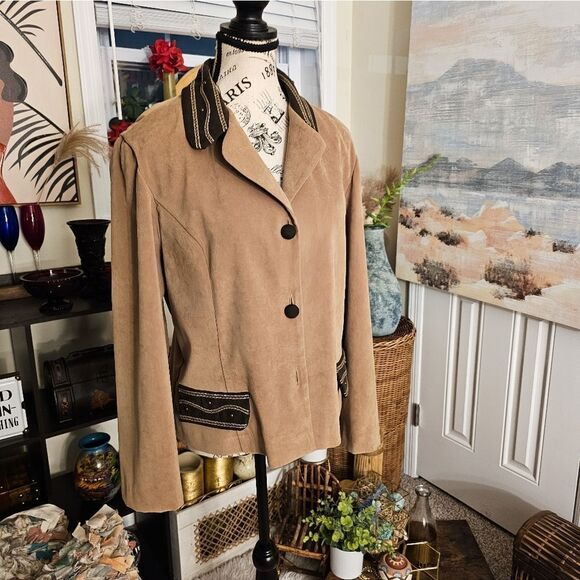 VTG John Roberts Preppy Tan Western Flare Blazer Jacket. - Picture 3 of 15